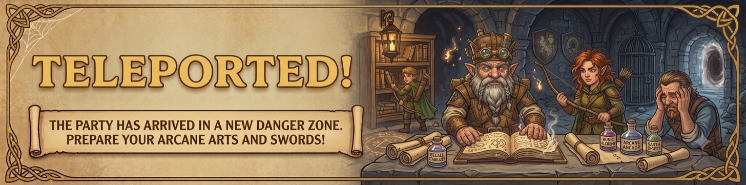 Teleported! The party has arrived in a new danger zone